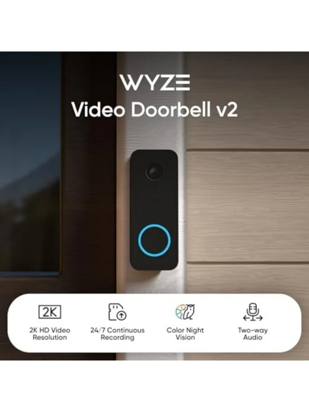 2K HD Wired Doorbell Camera - Smart Home Security, Easy Installation, Compatible